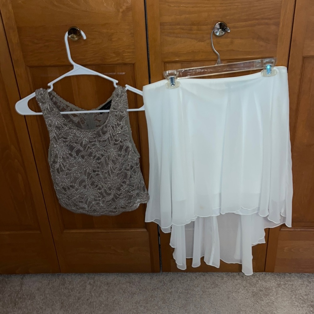 City Studio Two Piece Dress Gold and White Size 11
